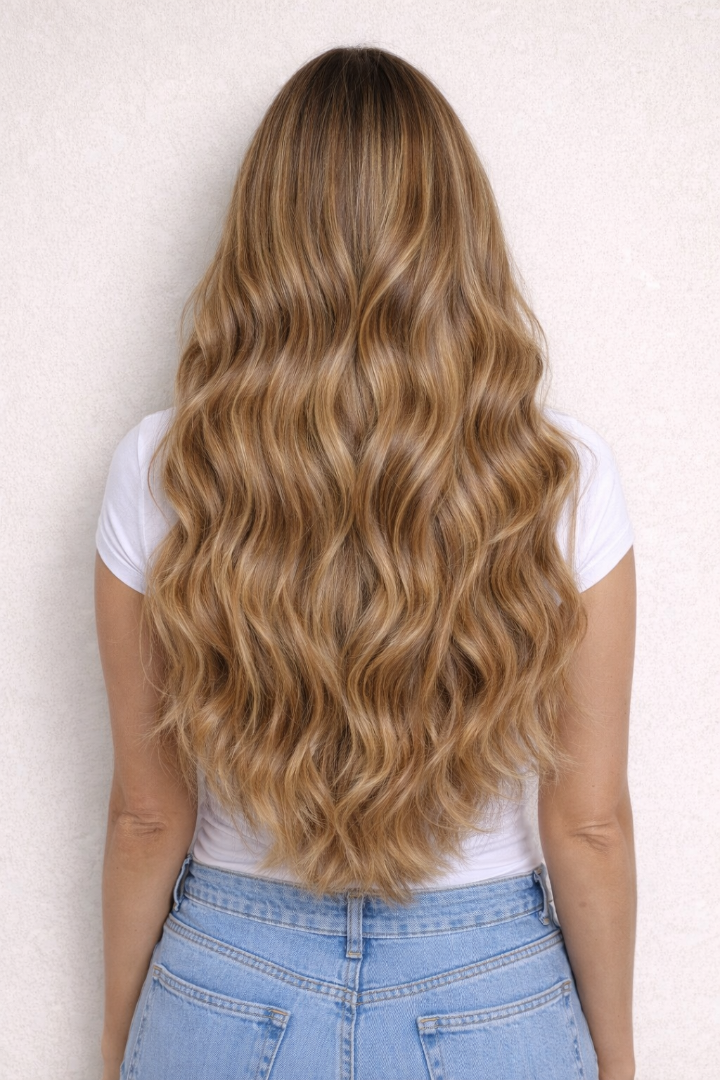 16" Nano Tip Human Hair Extensions. Rooted Highlight Bronde #B18/DB3