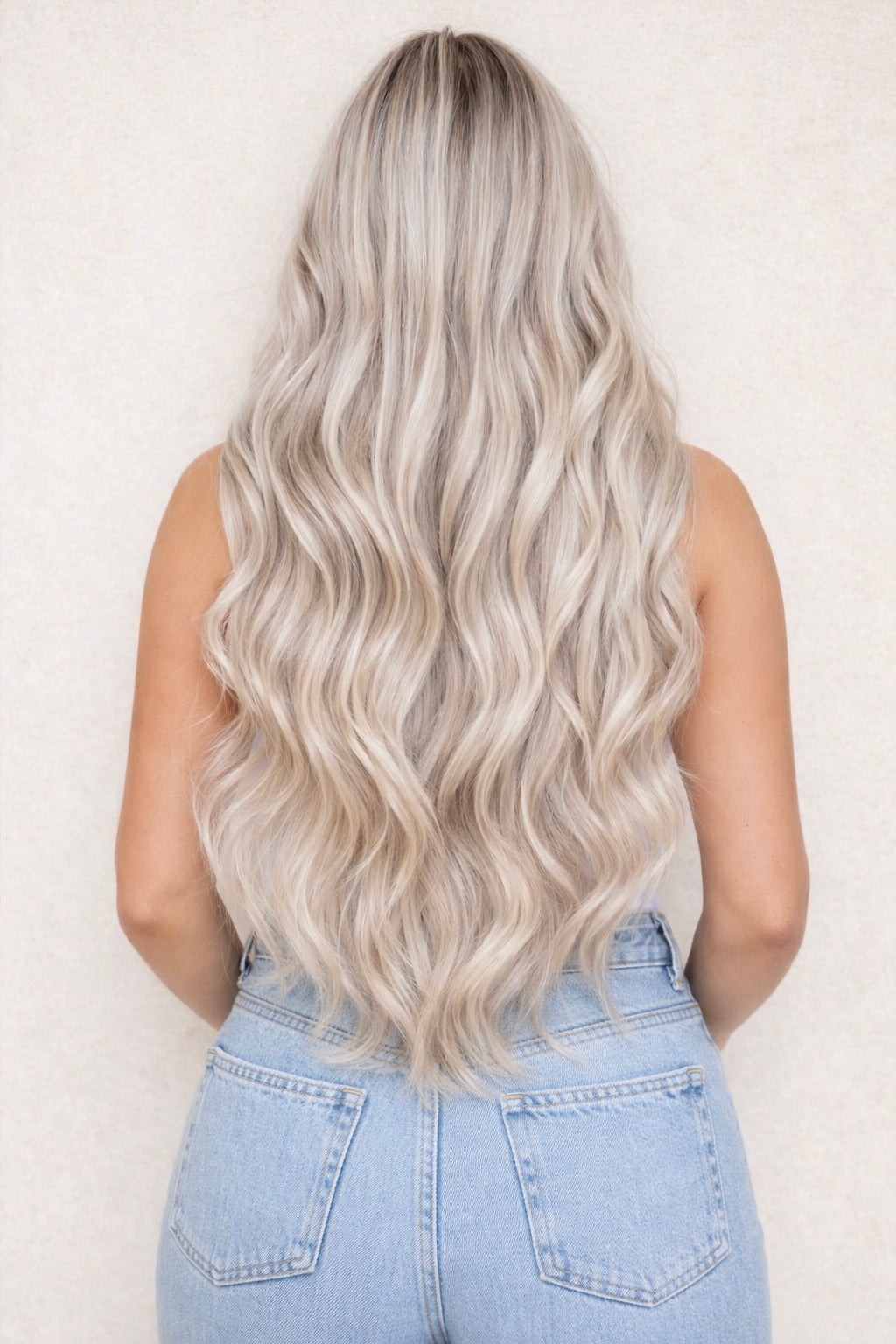 20" Nano Tip Human Hair Extensions. Rooted Snowflake #B18/1004/Silver