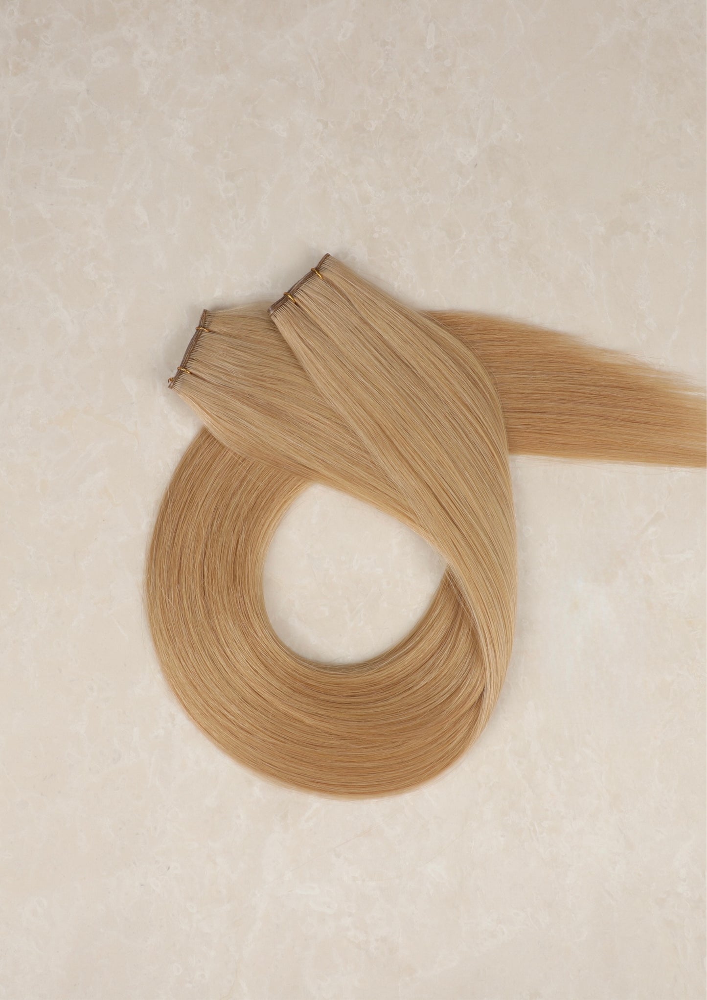 18" Genius Weft Human Hair Extensions. Light Mocha #DB4