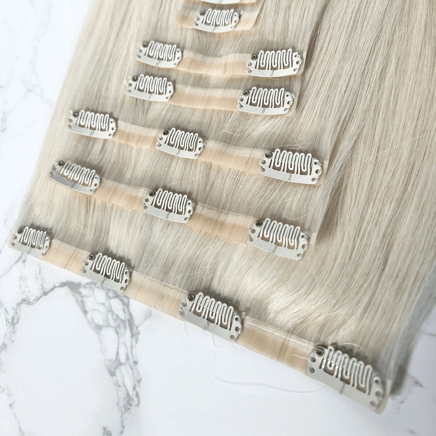16" Clip In #60A Dark Silver Human Hair Extensions - Jess