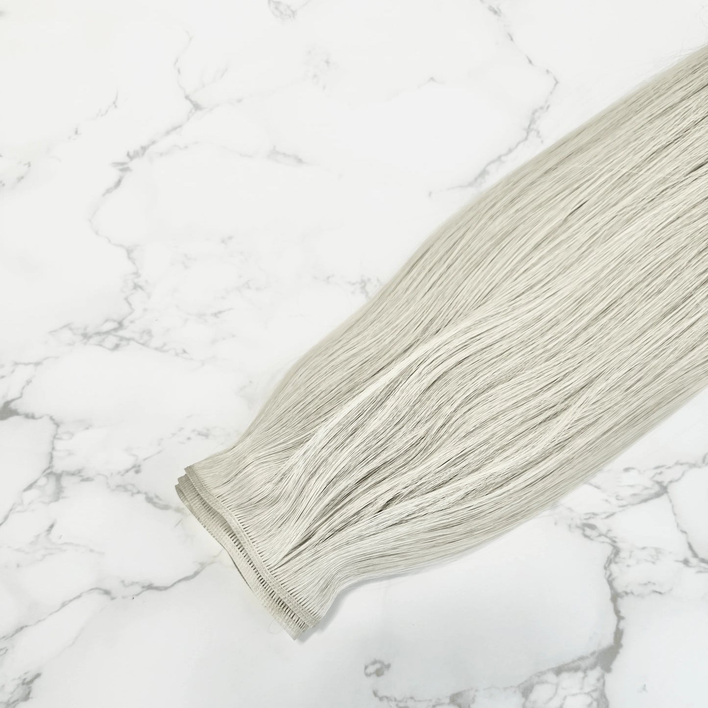 16" Genius Weft #613A Silver Human Hair Extensions - Faye
