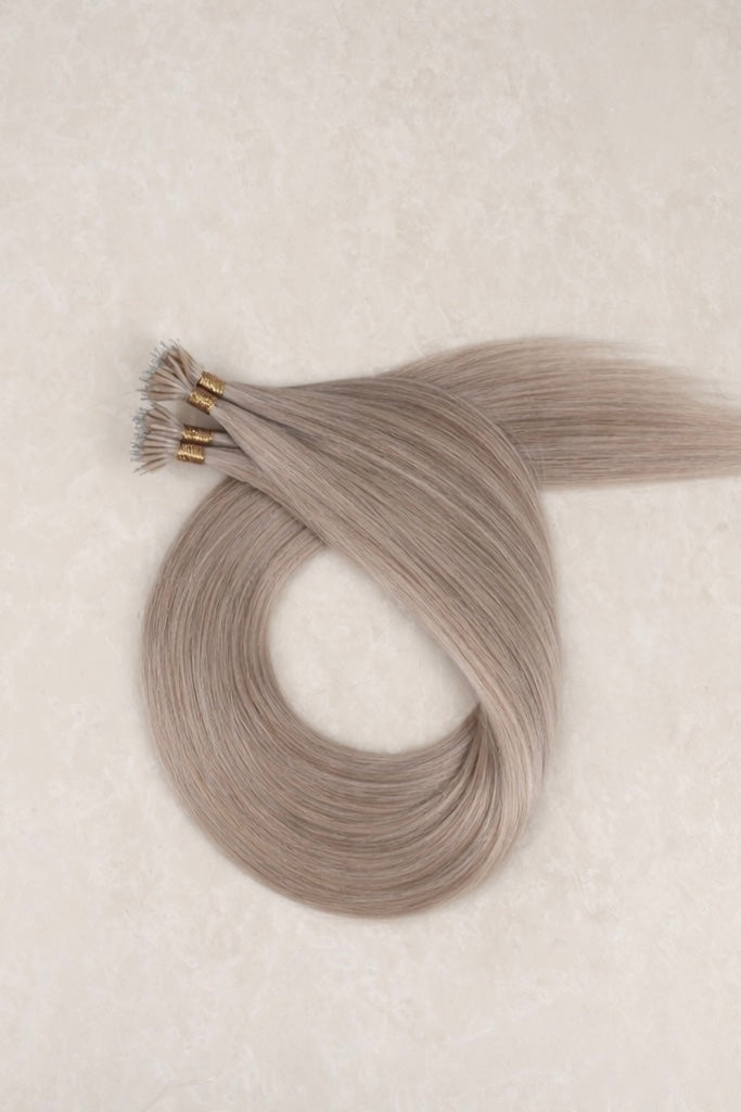 24" Nano Tip Human Hair Extensions. Mid Mushroom Blonde