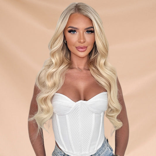 26" Genius Weft Scandi Blonde Human Hair Extensions - Jennifer