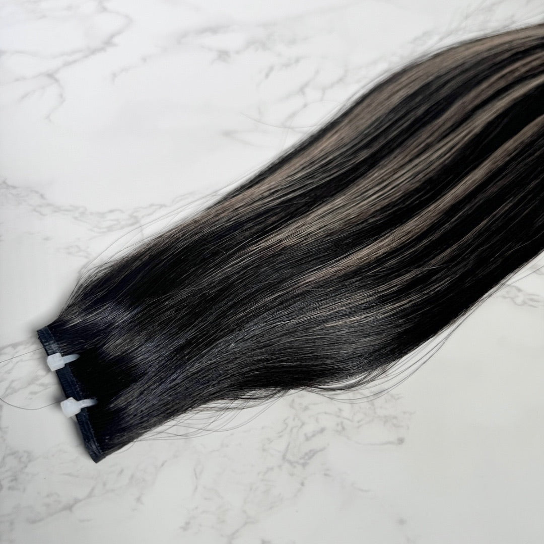 30" Genius Weft #T1B 1B/6.2 Creamy Americano Human Hair Extensions - Khloe