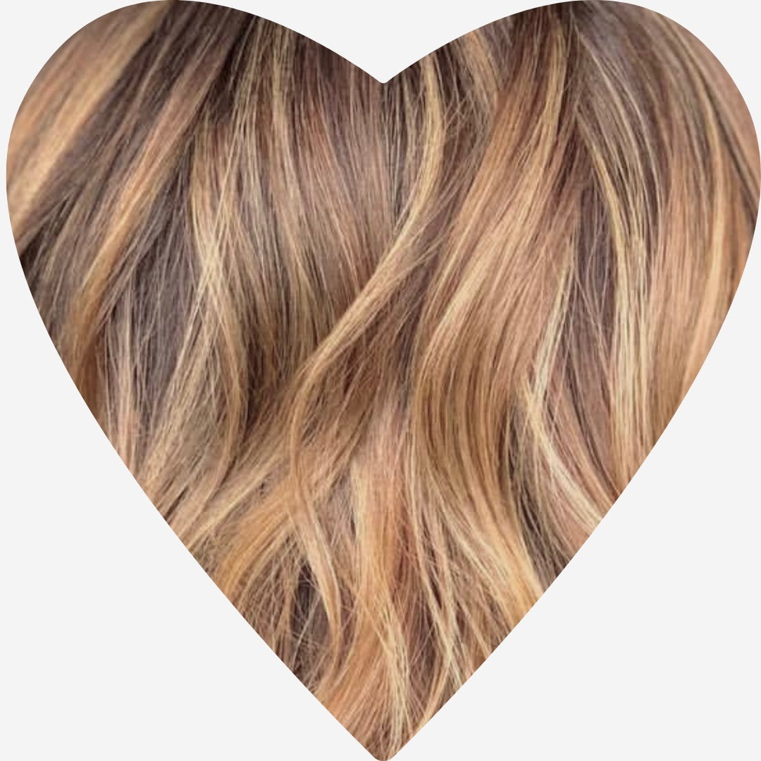 24" Tape Weft Rooted Strawberry Human Hair Extensions - Coco