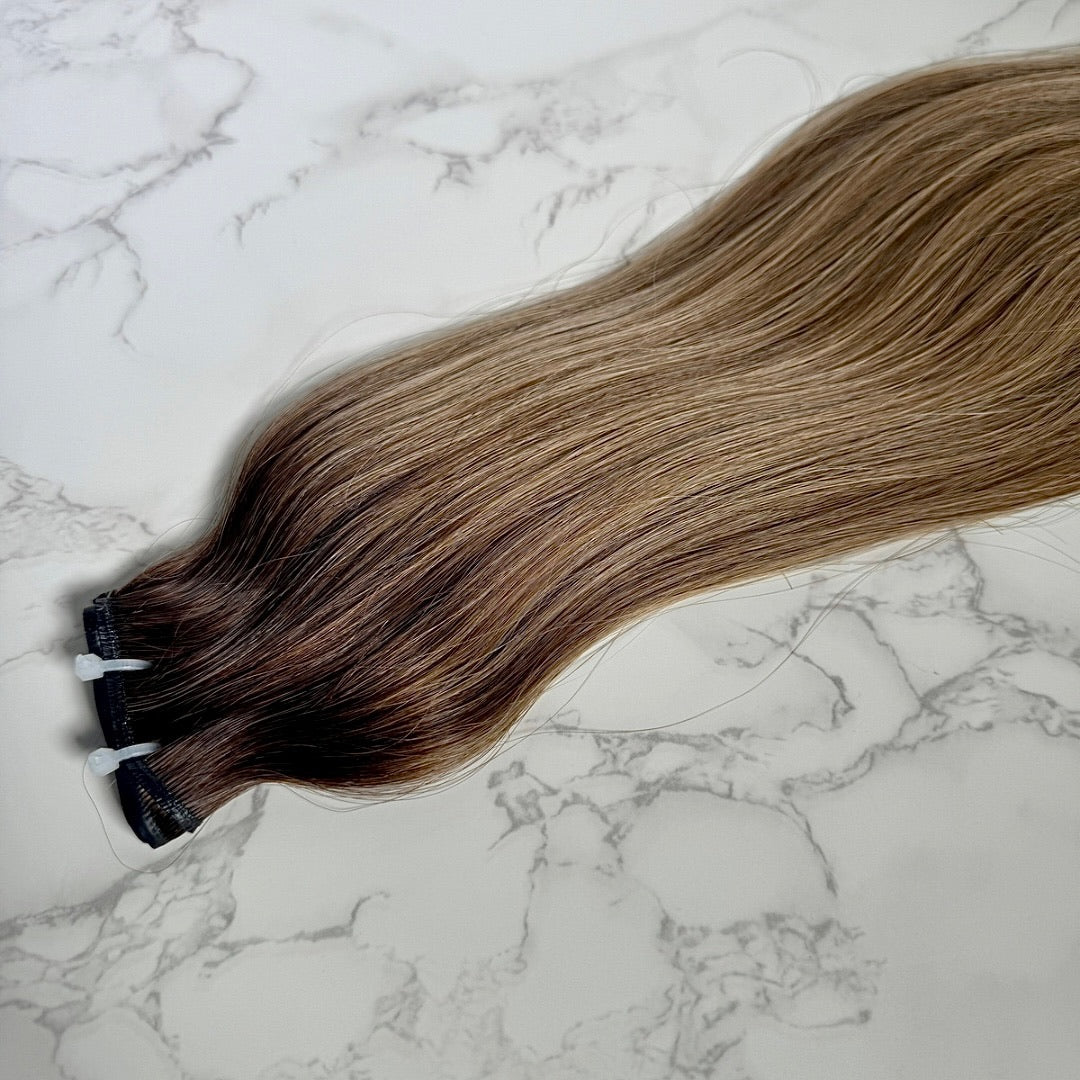 24" Genius Weft #T2 3Q/5Q Mocha Melt Human Hair Extensions - Kylie