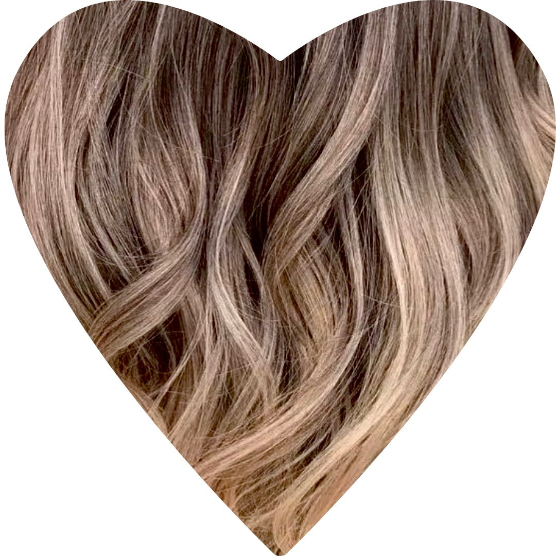 16" Invisible Tape #T2 6.2 Rooted Truffle Human Hair Extensions - Alicia