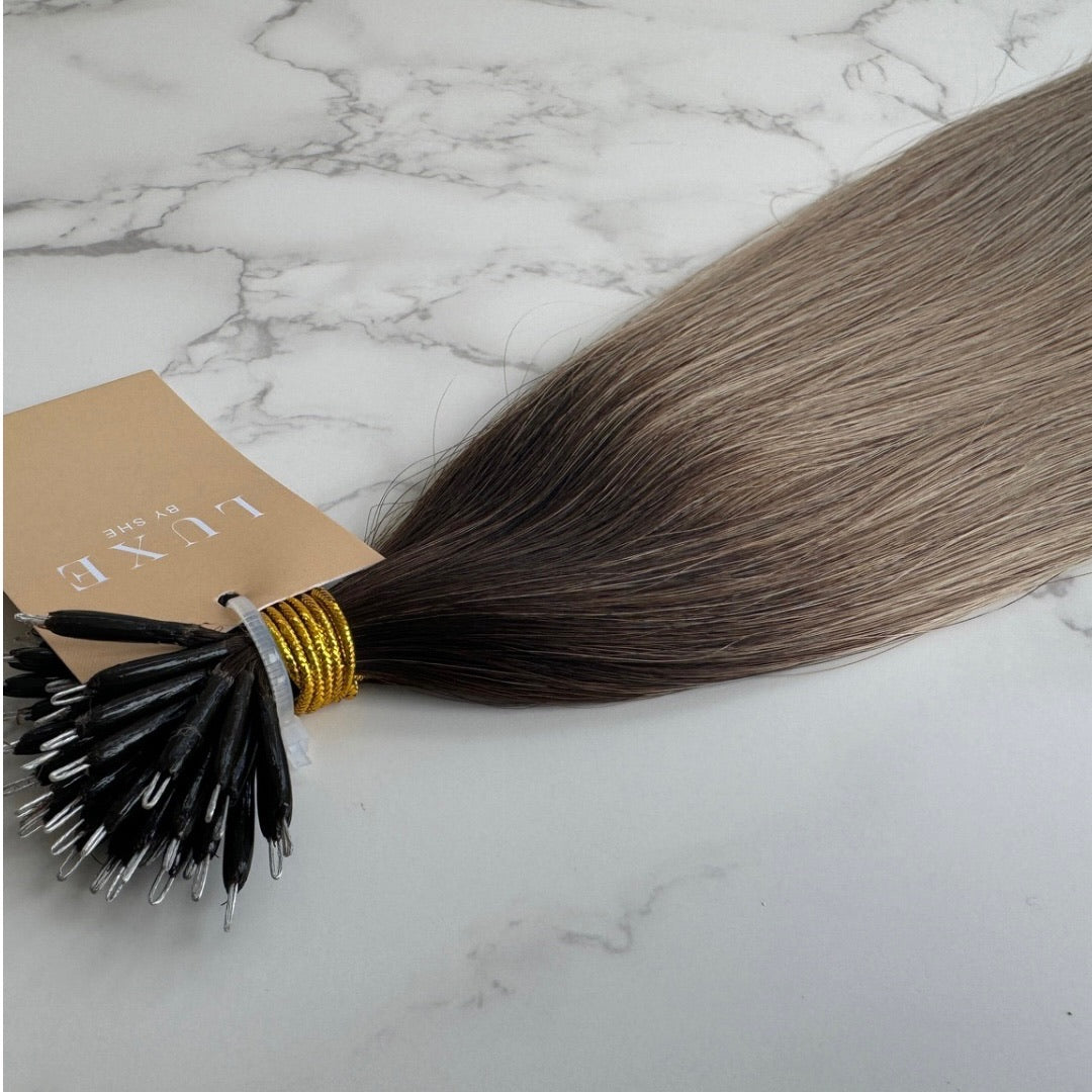 30" Nano Tip Rooted Truffle Human Hair Extensions - Alicia