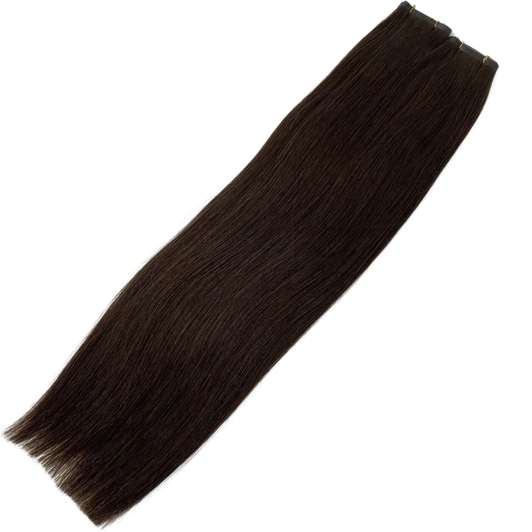 22" Tape Weft #2 Chocolate Human Hair Extensions - Lauren