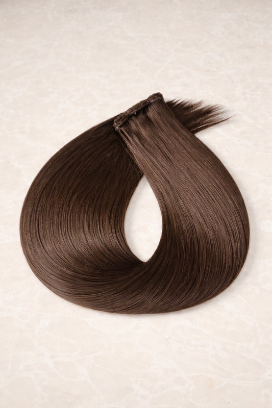 Invisible Butterfly Weft Human Hair Extensions. Chocolate #6