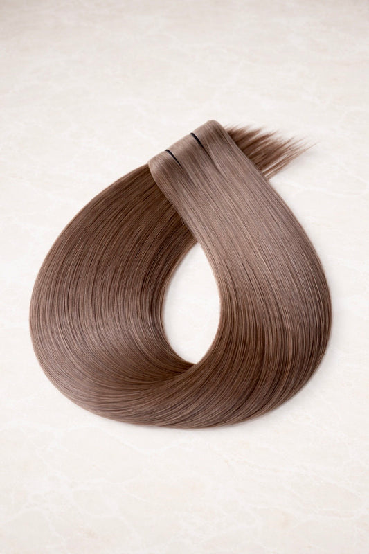 Invisible Butterfly Weft Human Hair Extensions. Truffle #18