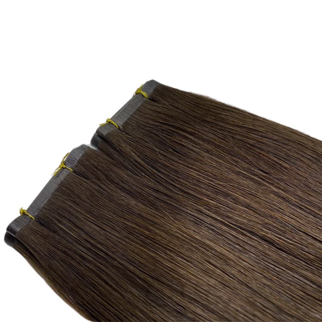 24" Tape Weft #2 Chocolate Human Hair Extensions - Lauren