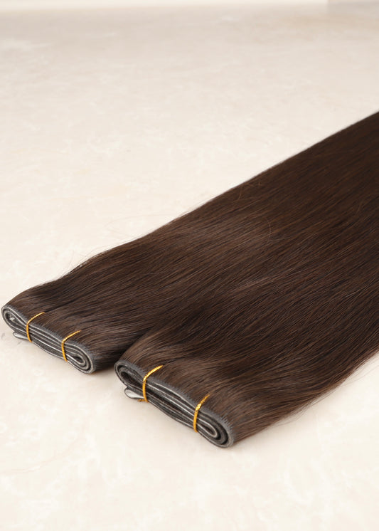 Invisible Tape Weft Human Hair Extensions. Chocolate #6