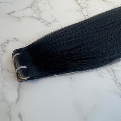 16" Invisible Tape #1 Jet Black Human Hair Extensions - Casey