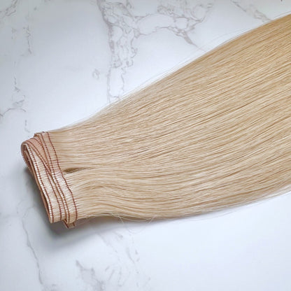 20" Flat Weft #12C Champagne Blonde Human Hair Extensions - Lucy