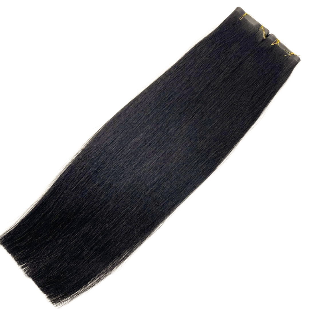 22" Tape Weft #1B Natural Black Human Hair Extensions - Zivile