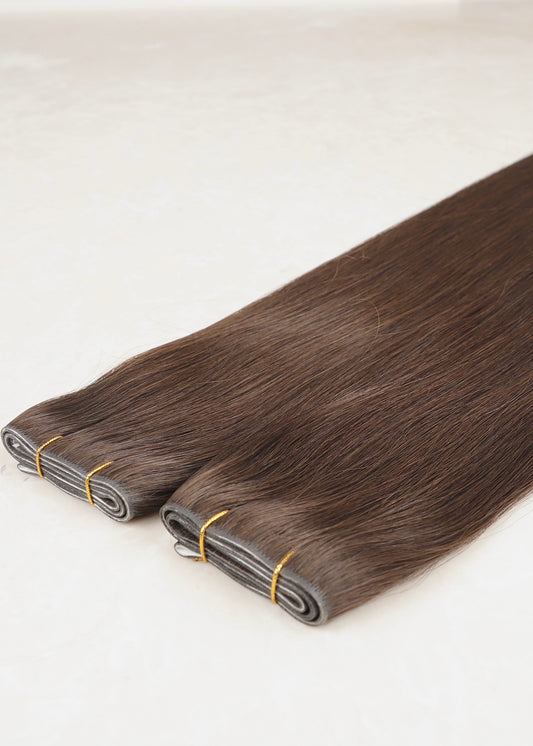 Invisible Tape Weft Human Hair Extensions. Medium Ash Brown #8
