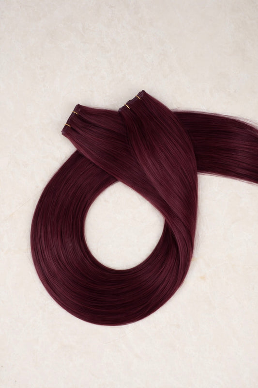 30" Genius Weft Human Hair Extensions. Burgundy #32