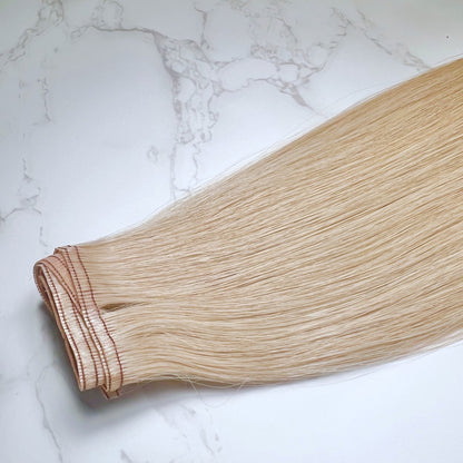 16" Flat Weft #18 Honey Blonde Human Hair Extensions - Teiha