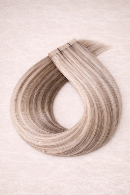 Flat Weft Human Hair Extensions. Bohemian Bronde #P18/DB3/1004