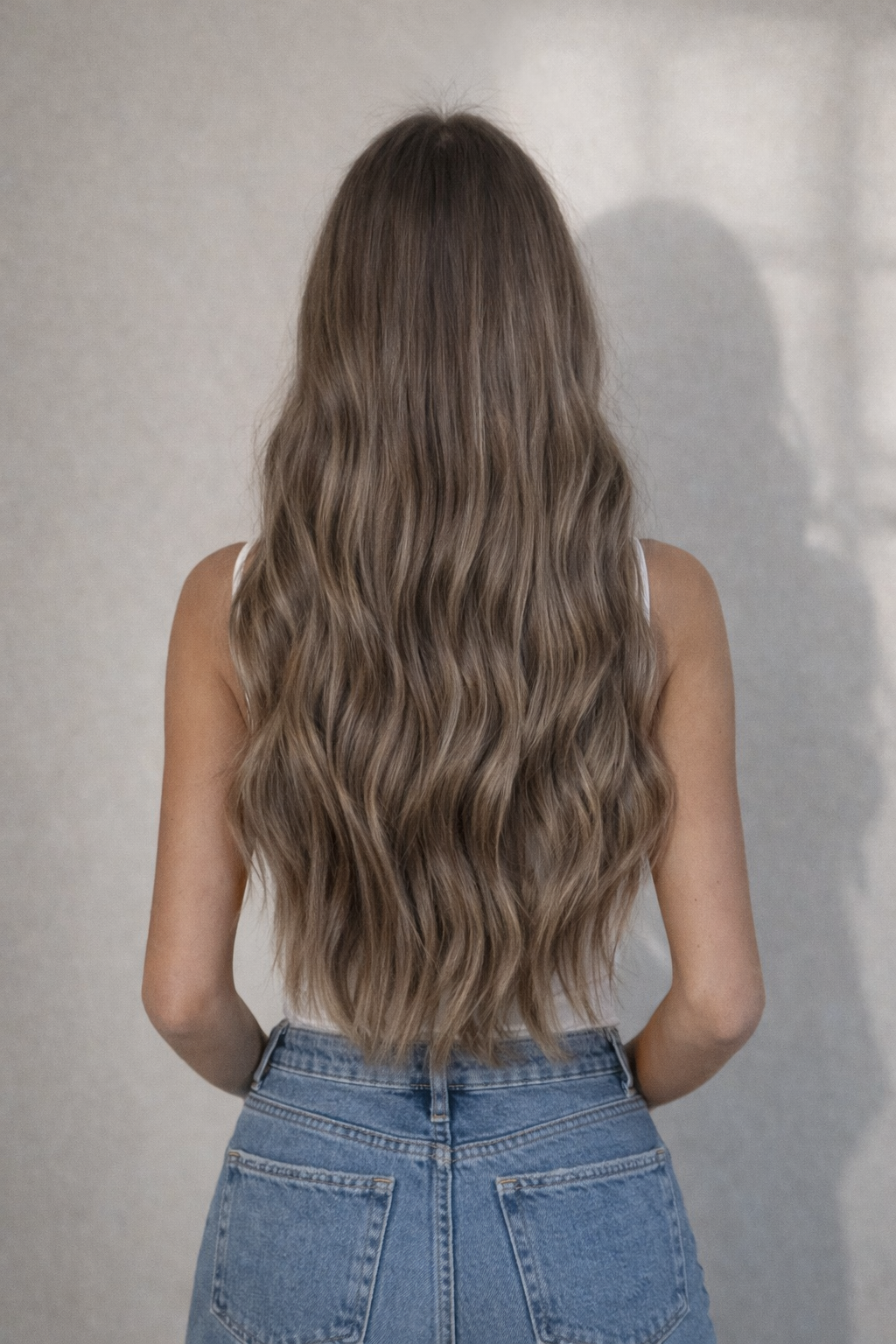 30" Invisible Tape Human Hair Extensions. Light Mushroom Brown