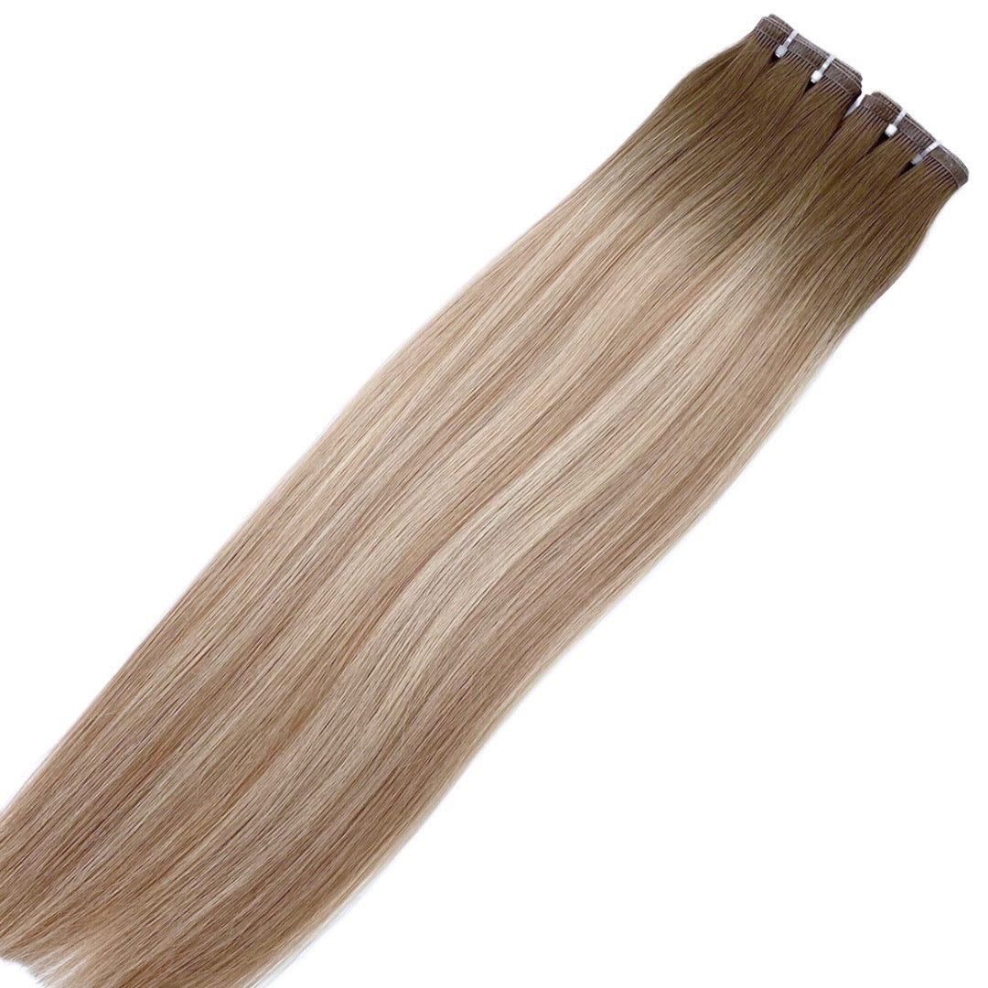 16" Tape Weft #T6.2 6.2/9C/PLA Bohemian Bronde Human Hair Extensions - Bianca