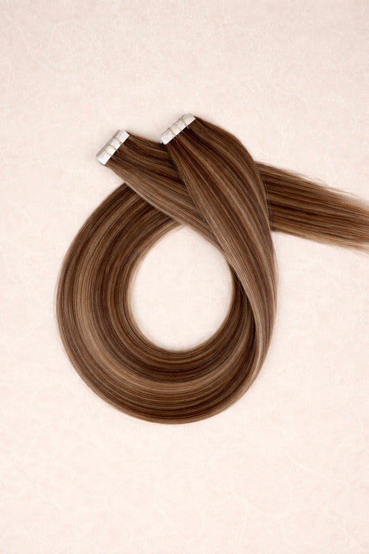 30" Invisible Tape Human Hair Extensions. Honey Chocolate #B4/12/18/DB3