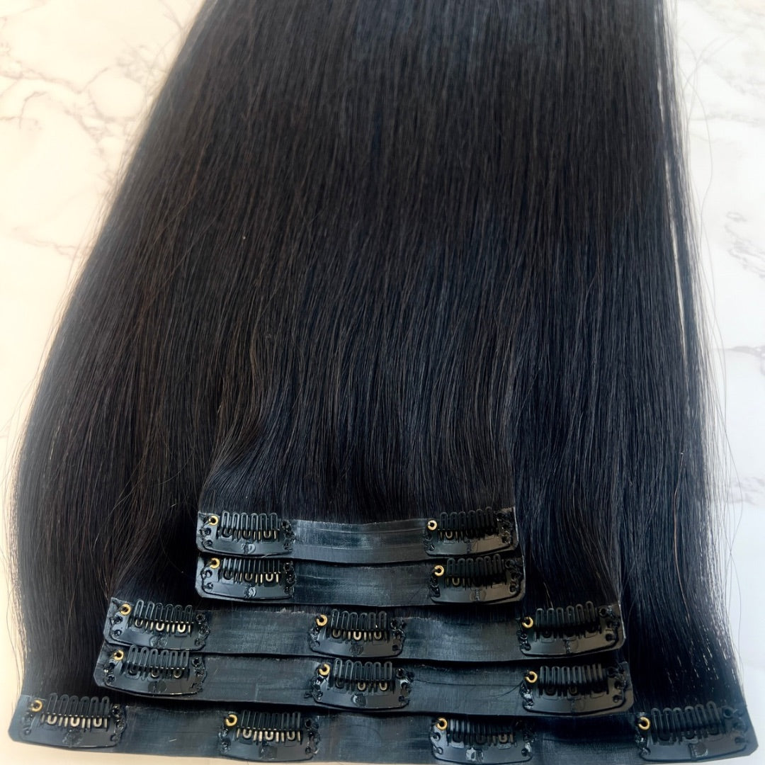 26" Clip In #1B Natural Black Human Hair Extensions - Zivile