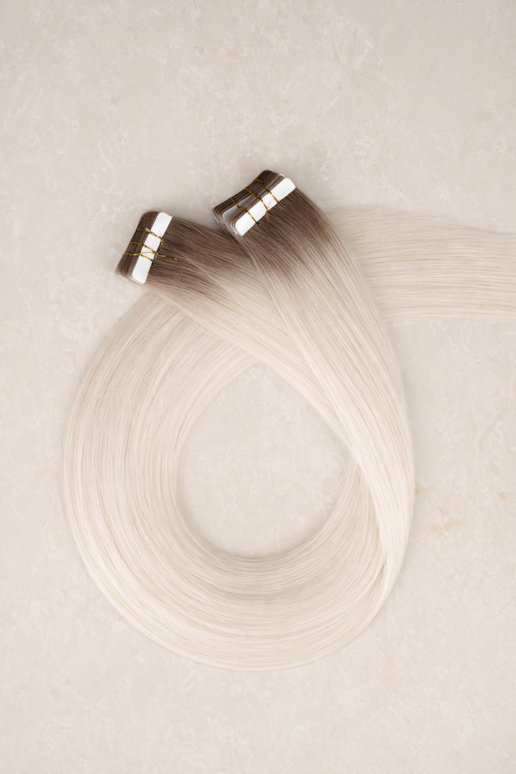 22" Invisible Tape Human Hair Extensions. Rooted White Blonde #T18/1004