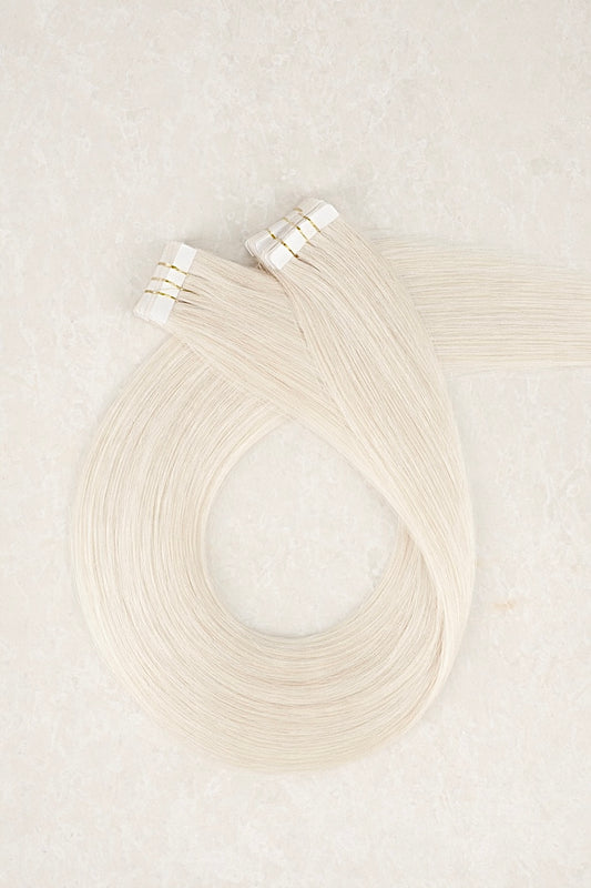 20" Invisible Tape Human Hair Extensions. Light Silver
