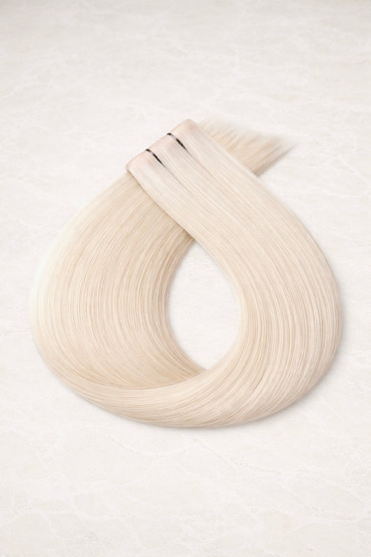 Invisible Butterfly Weft Human Hair Extensions. White Blonde #1004