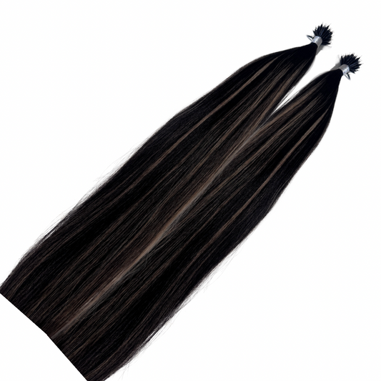 18" Nano Tip #T1B 1B/6.2 Creamy Americano Human Hair Extensions - Khloe