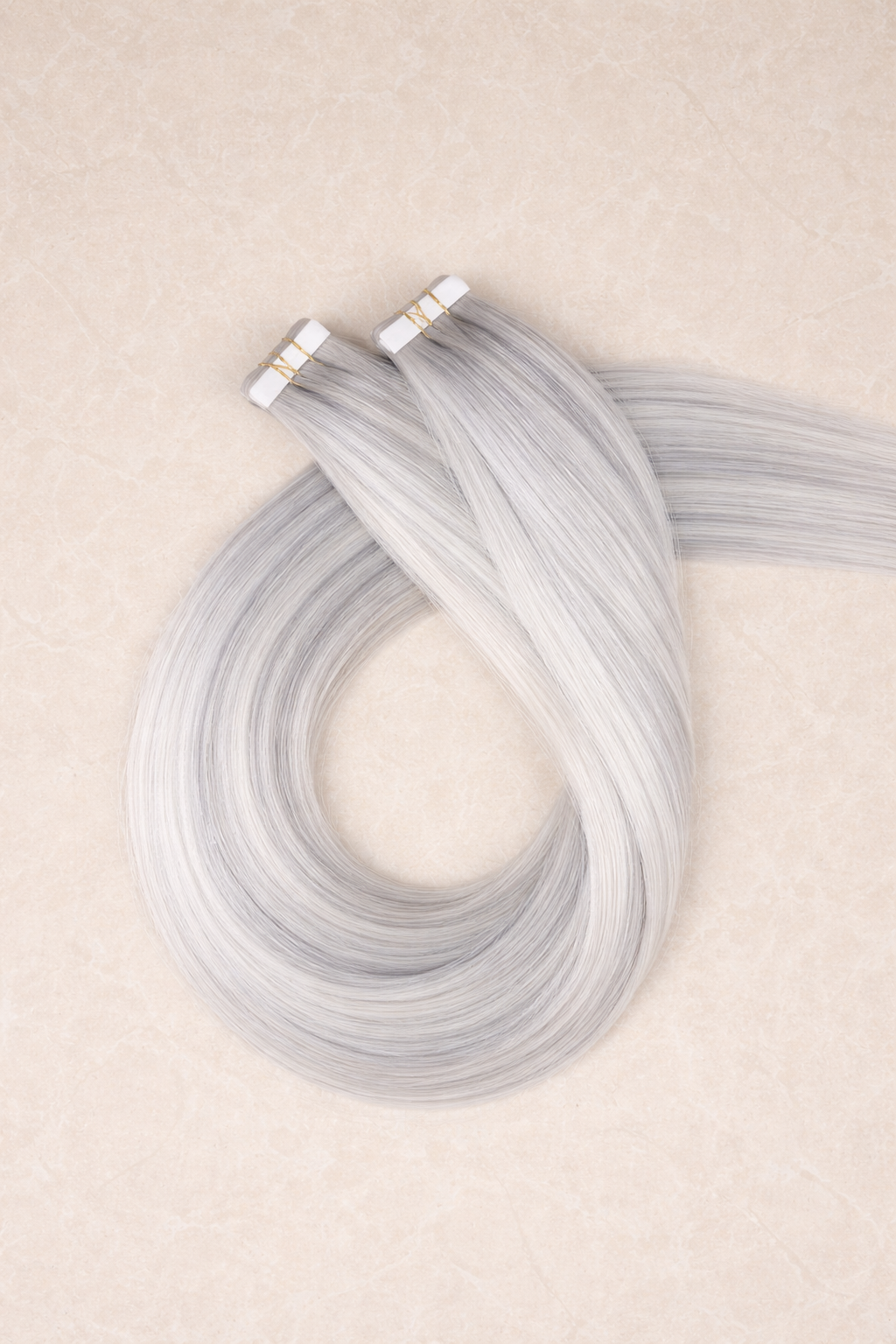 16" Invisible Tape Human Hair Extensions. Snowflake #P1004/Silver