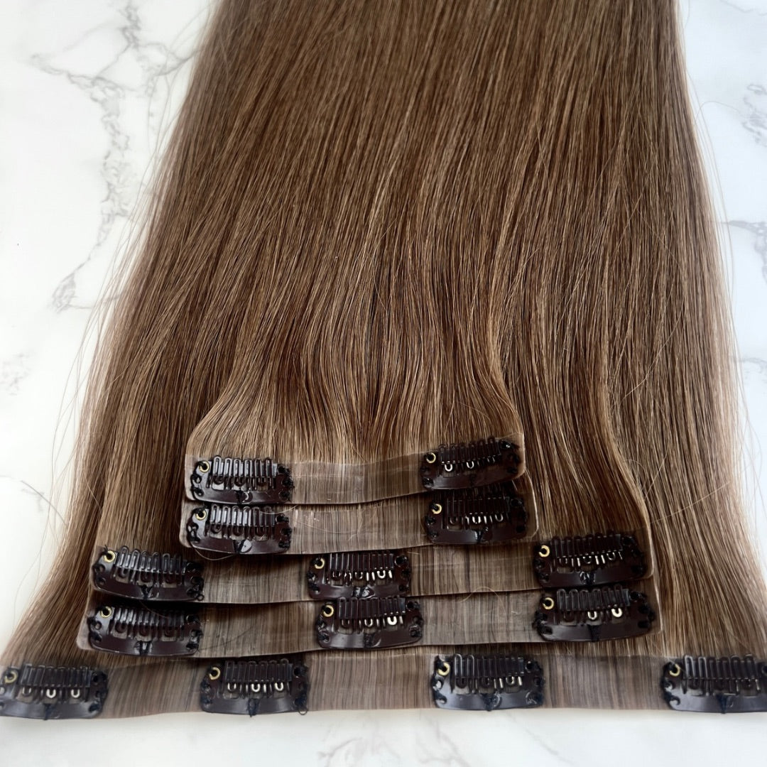 16" Clip In #2H Toasted Almond Human Hair Extensions - Elle