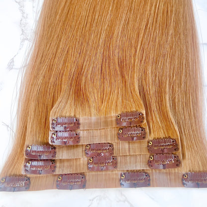 24" Clip In #33H Auburn Human Hair Extensions - Izzy