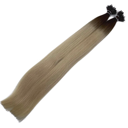 20" Nano Tip #T2 6.2 Rooted Truffle Human Hair Extensions - Alicia