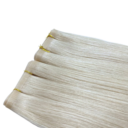 16" Tape Weft #613A Silver Human Hair Extensions - Faye