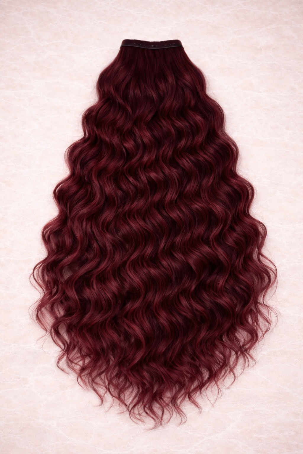 Curly | Wavy Human Hair Extensions. Burgundy
