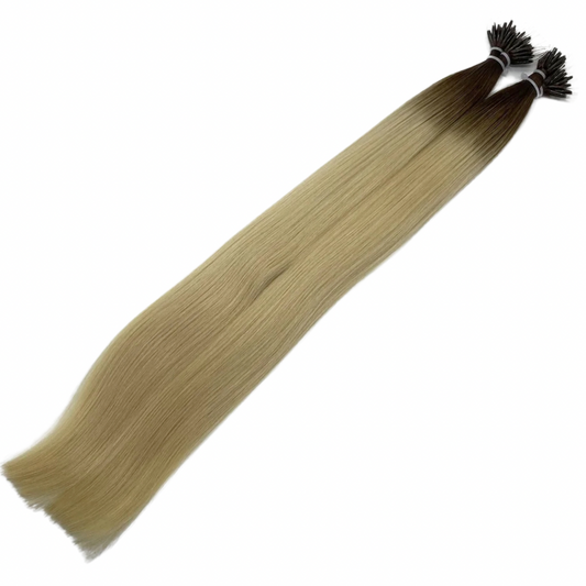 30" Nano Tip #T2 6C Rooted Bronde Human Hair Extensions - Amy