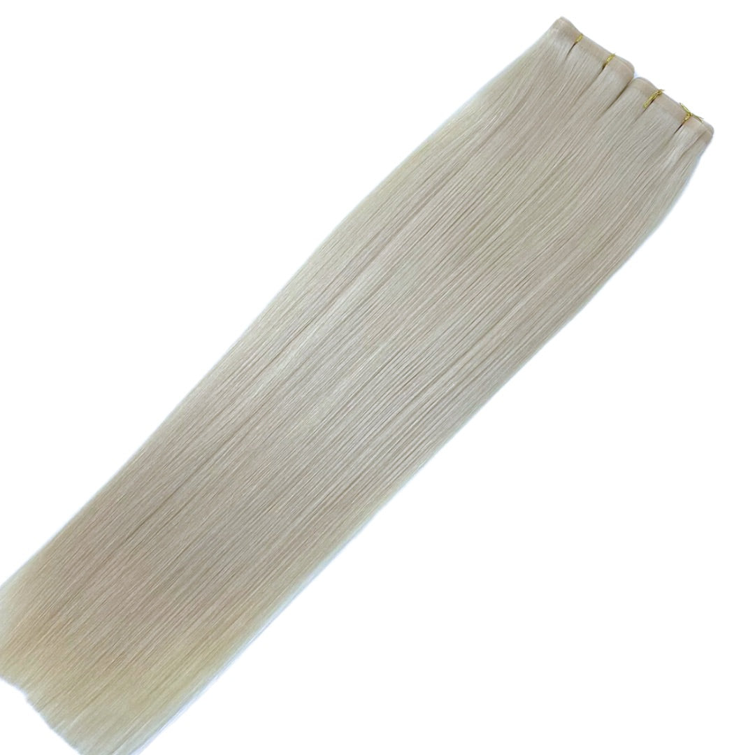 24" Tape Weft #60A Dark Silver Human Hair Extensions - Jess