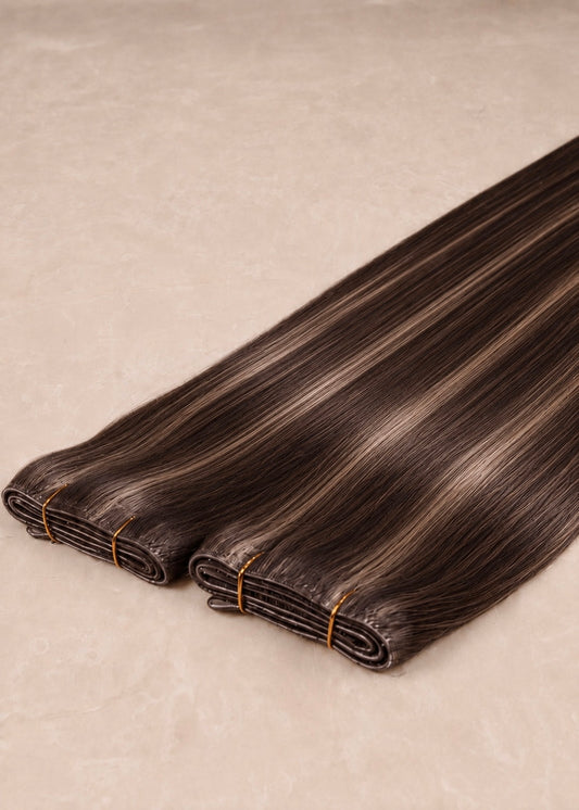 Invisible Tape Weft Human Hair Extensions. Iced Espresso #P6/1003/4