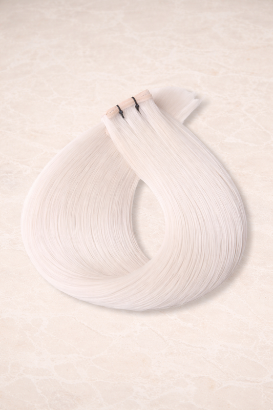 Flat Weft Human Hair Extensions. White Blonde #1004