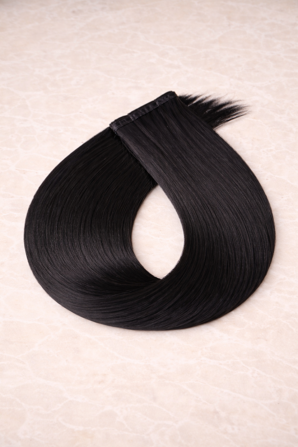 Flat Weft Human Hair Extensions. Jet Black #1