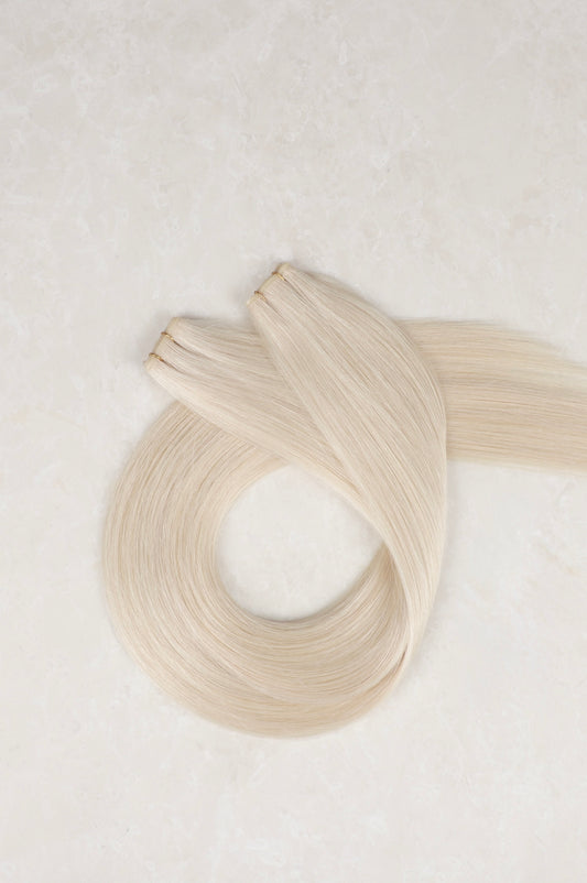 20" Genius Weft Human Hair Extensions. White Blonde #1004