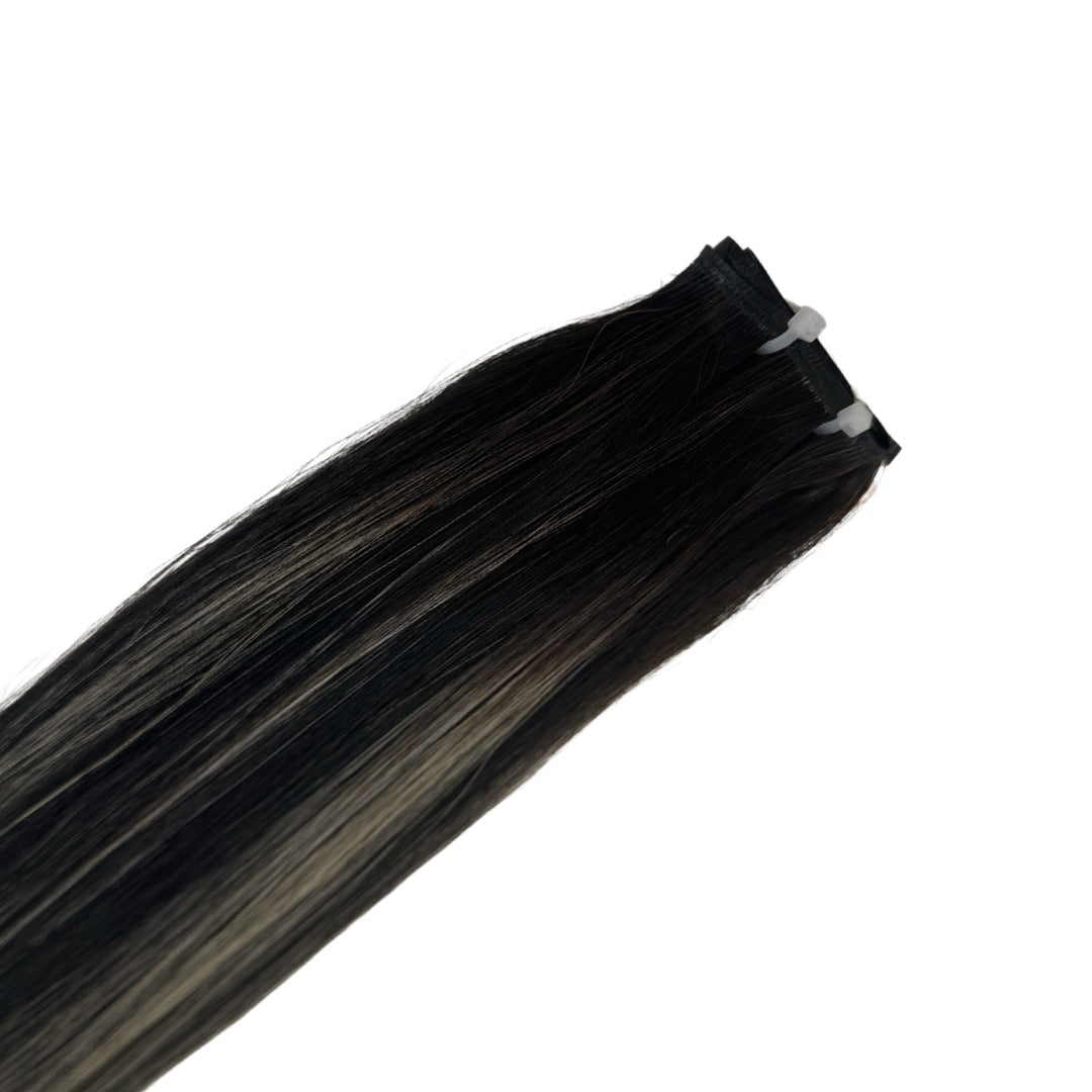 16" Tape Weft #T1B 1B/6.2 Creamy Americano Human Hair Extensions - Khloe