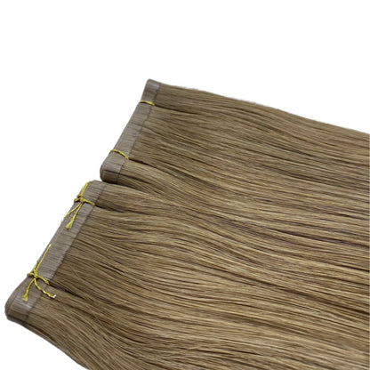 22" Tape Weft #4Q Light Ash Brown Human Hair Extensions - Amelia