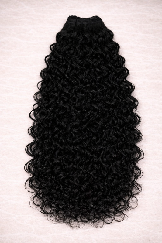 Curly | Wavy Human Hair Extensions. Jet Black