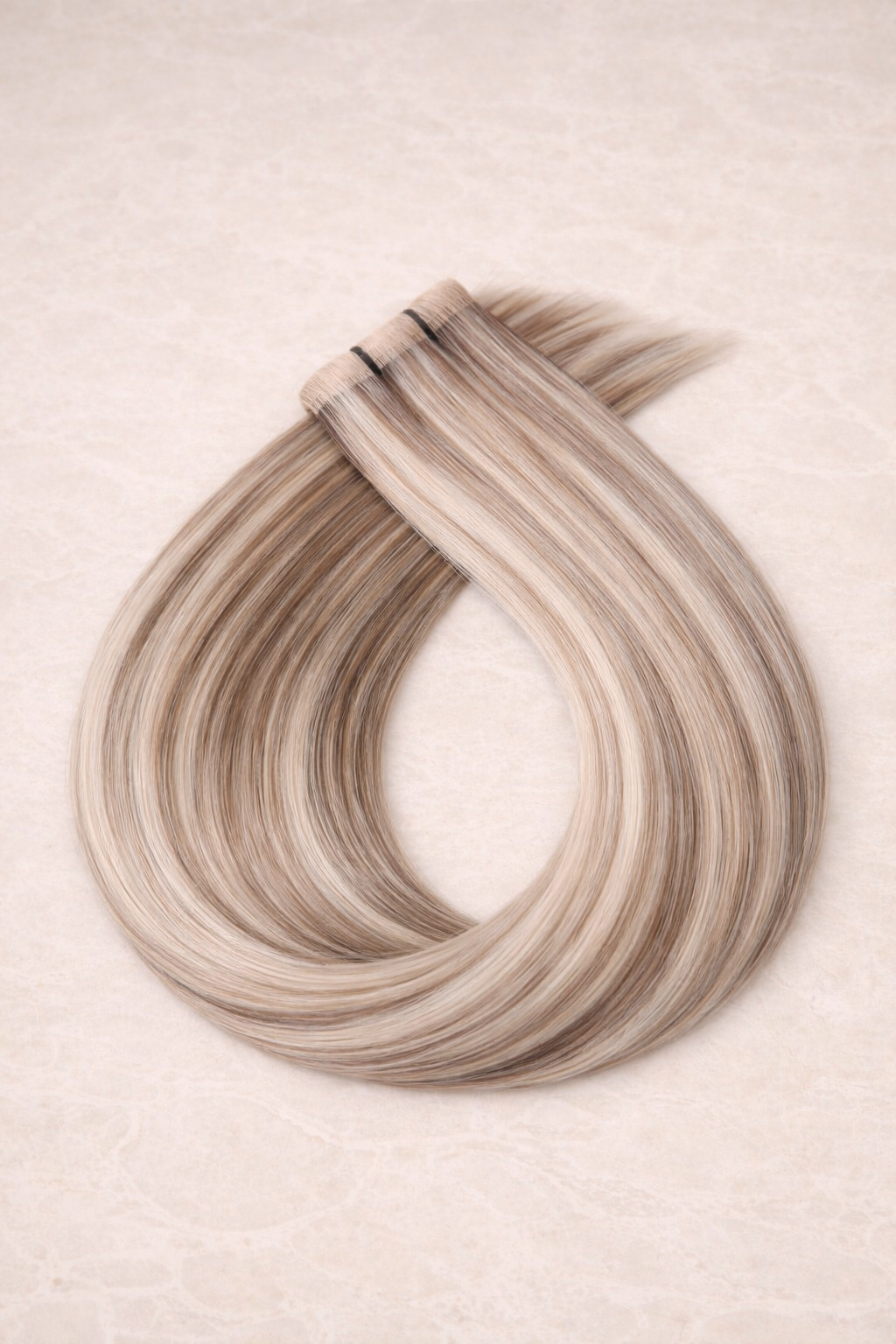 Invisible Butterfly Weft Human Hair Extensions. Bohemian Bronde #18/DB3/1004