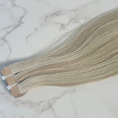 30" Invisible Tape #6.2/613A Mixed Pearl Human Hair Extensions - Halle