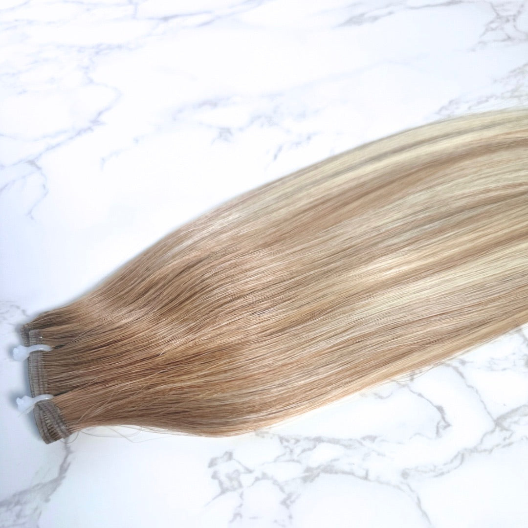 16" Flat Weft #6.2 PLA/6.2 LA Blonde Human Hair Extensions - Rihanna